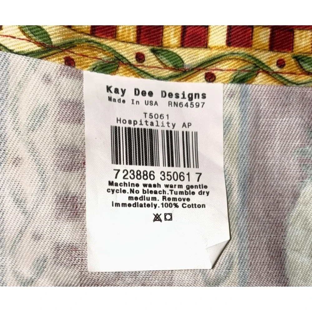 Kay Dee Designs Apron One Size Pineapples Fruit Hawaii Kalua USA‎ Vintage *spots
